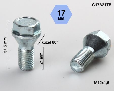 Skrutka s nízkou hlavou (7 mm) M12 x 1,5, závit 21 mm