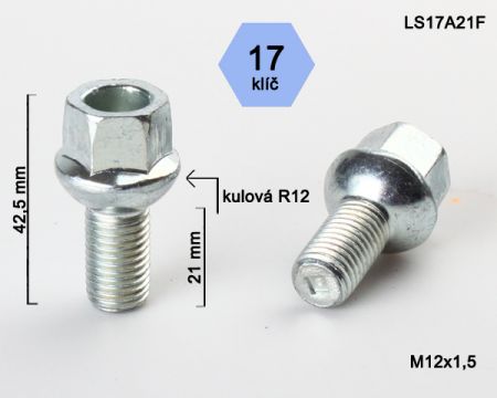 Skrutka M12 x 1,5 s dutou hlavou, závit 21 mm