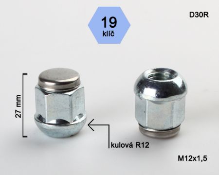 Uzavretá matica s nerezovým víčkom rozmer : M12x1,5