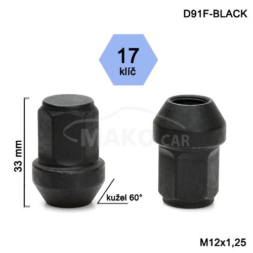 Zatvorená matica čierna rozmer : M12x1,25 kužel, kľúč 17, výška 33mm