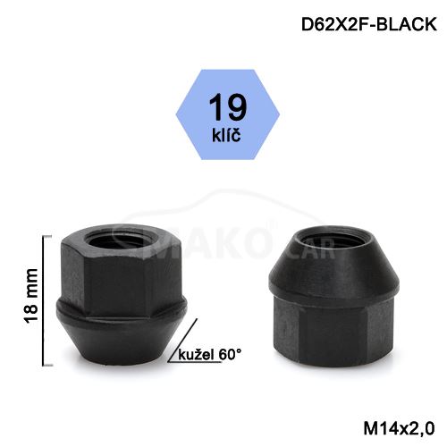 Otvorená matica čierna rozmer : M14x2,0