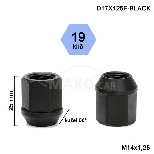  Otvorená matica čierna rozmer : M14x1,25