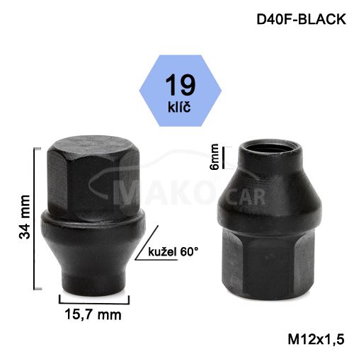 Uzavretá OFF ROAD matica čierna s krkom rozmer : M12x1,5